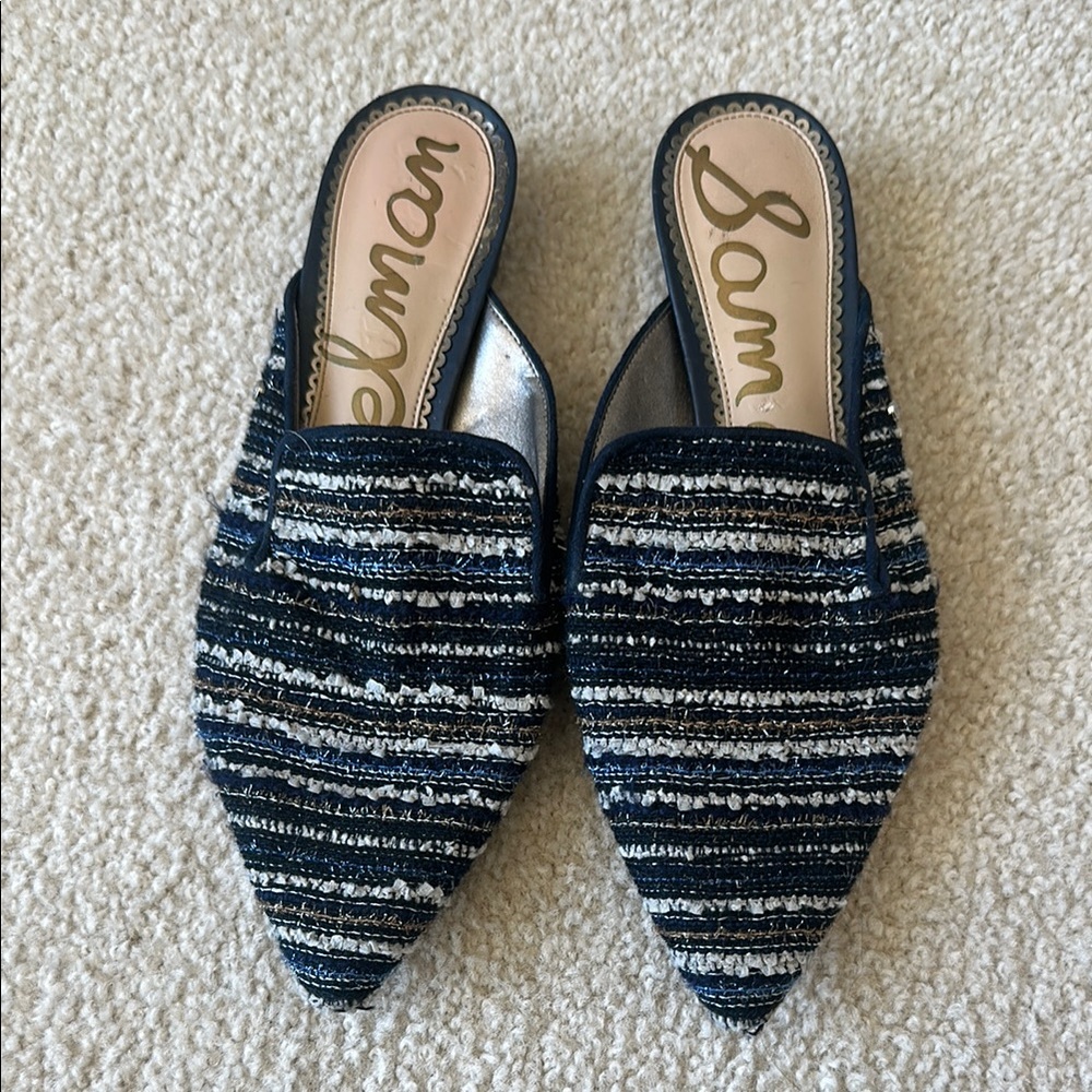 Sam Edelman Women's Striped Mules - Blue and White